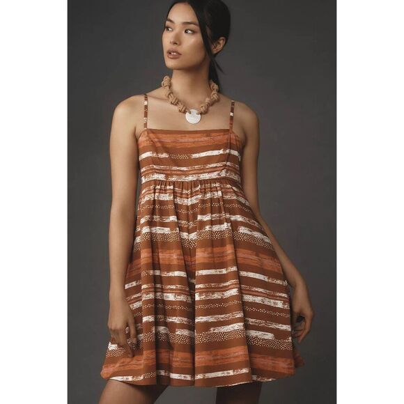 NWT Anthropologie Hutch Bandeau Romper Size XS Brown Motif Stripe - Picture 2 of 10